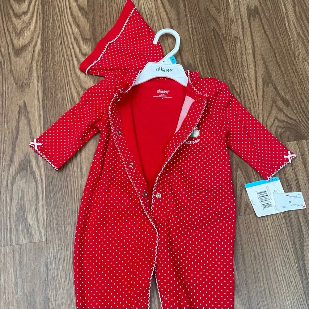 Little Me My First Christmas Baby Bodysuit and Hat Size 6 months NEW